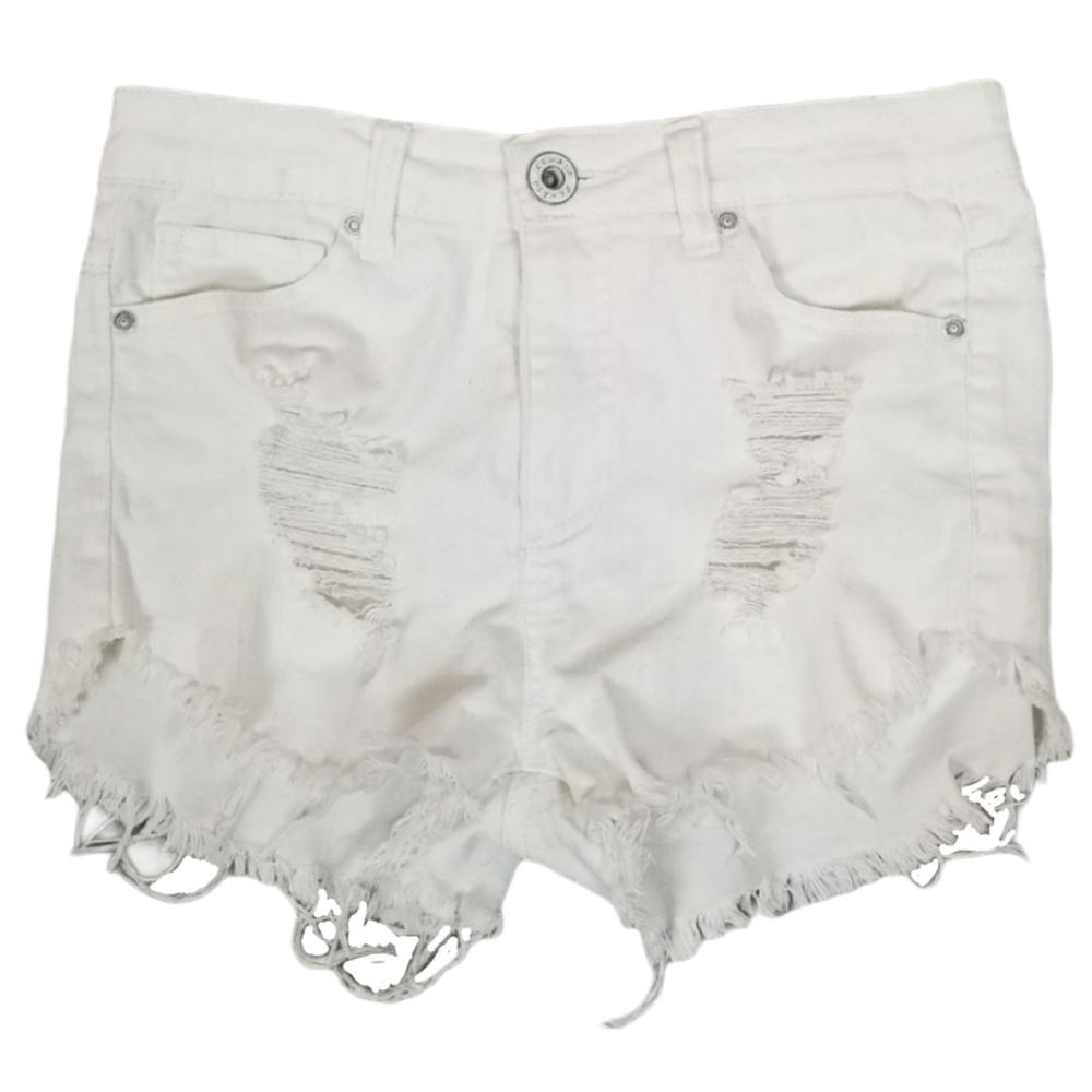 American Original sz 25 distressed white shorts